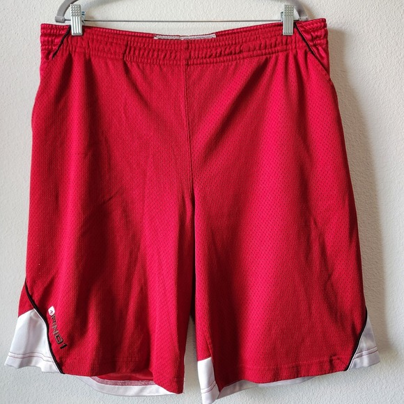And1 Other - VTG AND1 Mens Medium Red Black Basketball‎ Court Shorts Drawstring Pockets Y2k